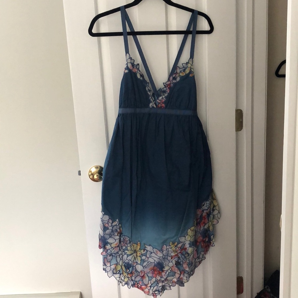 Catherine Malandrino Teal Blue Floral High-Low Dress - Picture 2 of 5